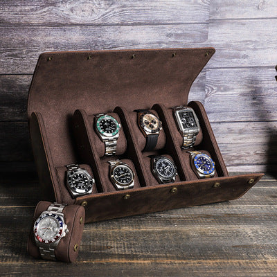 Luxury Genuine Leather Watch Case – 8 Slot Travel and Display Organizer