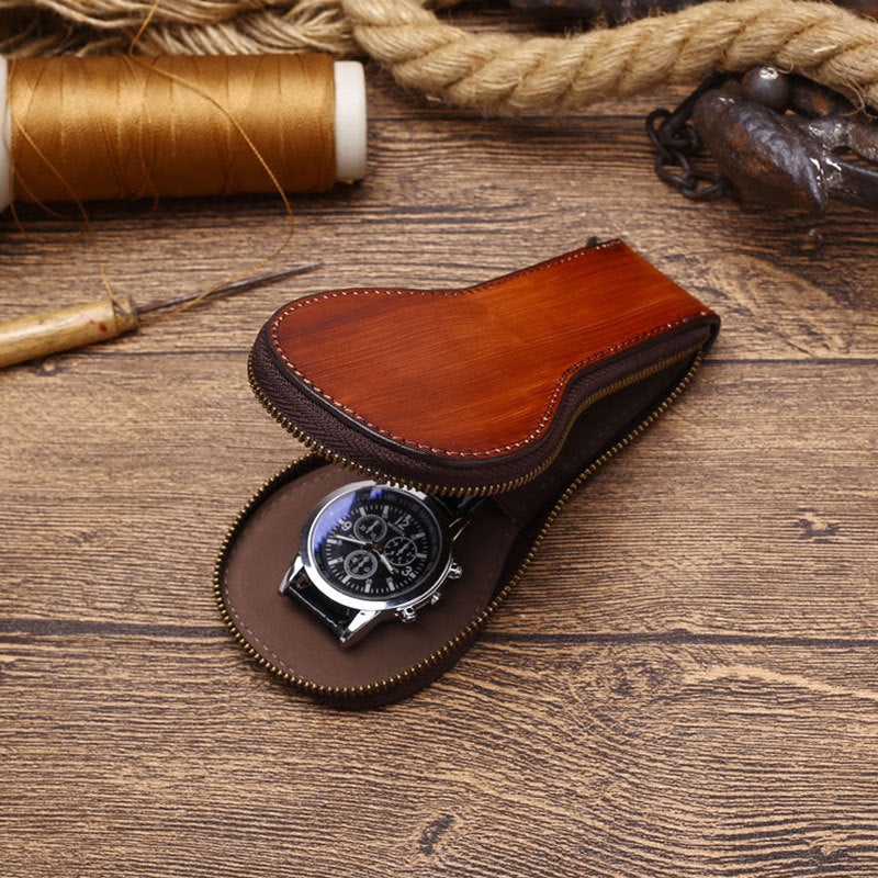 Luxury Genuine Leather Watch Storage Box – Trendy Handmade Travel Case for Watches