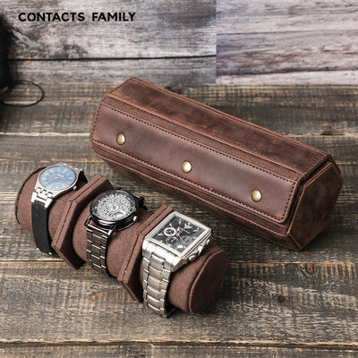 Luxury Genuine Leather Watch Roll Case – Premium Travel Storage for 3 Watches