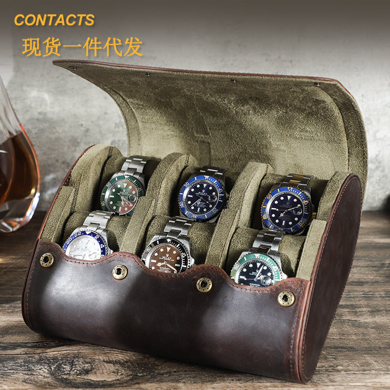 Luxury Genuine Leather Watch Storage Case for 6 Timepieces – Premium Travel & Display Organizer