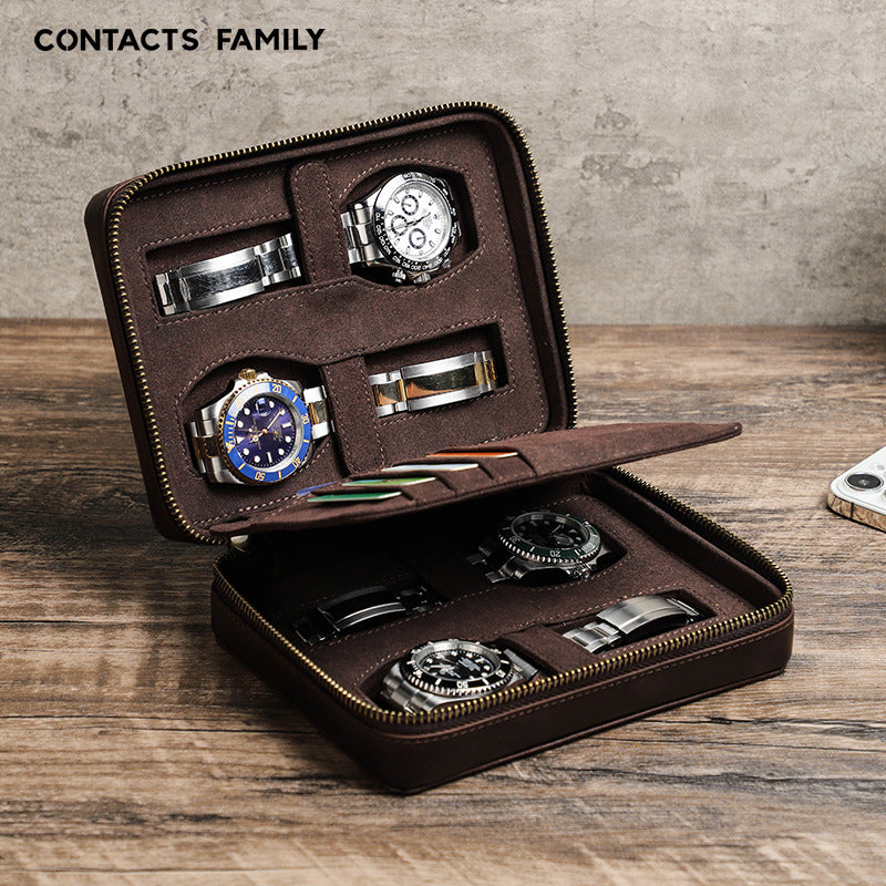 2025 New Arrival Premium Genuine Leather Watch Case – Secure & Stylish Storage Solution