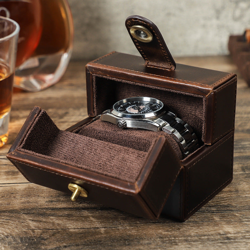 Luxury Genuine Leather Watch Storage Box – Premium Travel Organizer for Watches