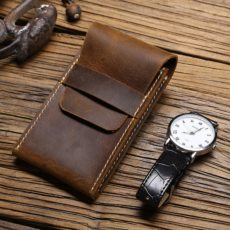 Luxury Full-Grain Leather Watch Pouch – Premium Storage Case for Watches