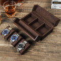 Premium Storage Case Luxury Double Open Leather Watch Organizer Box — Holds 3 Watches
