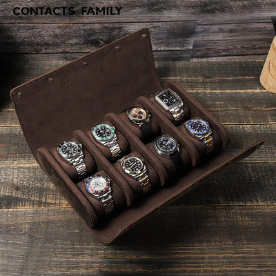 Luxury Genuine Leather Watch Case – 8 Slot Travel and Display Organizer