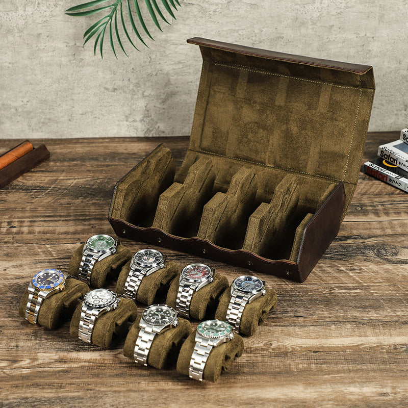 Premium Genuine Leather Watch Case – 8 Slot Luxury Watch Storage Organizer