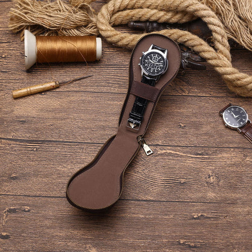 Luxury Genuine Leather Watch Storage Box – Trendy Handmade Travel Case for Watches