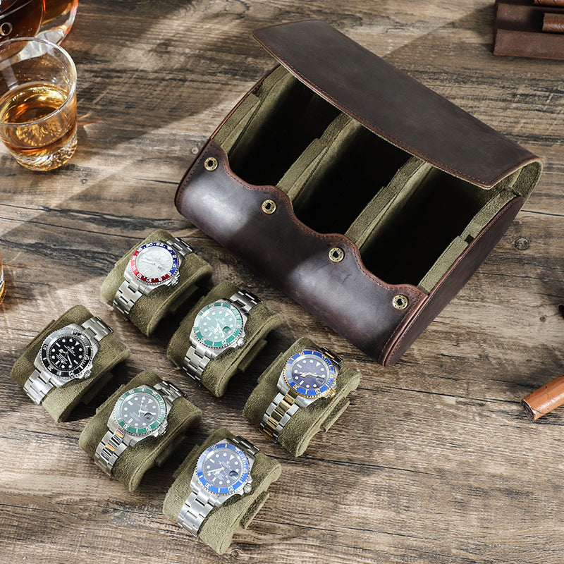 Luxury Genuine Leather Watch Storage Case for 6 Timepieces – Premium Travel & Display Organizer