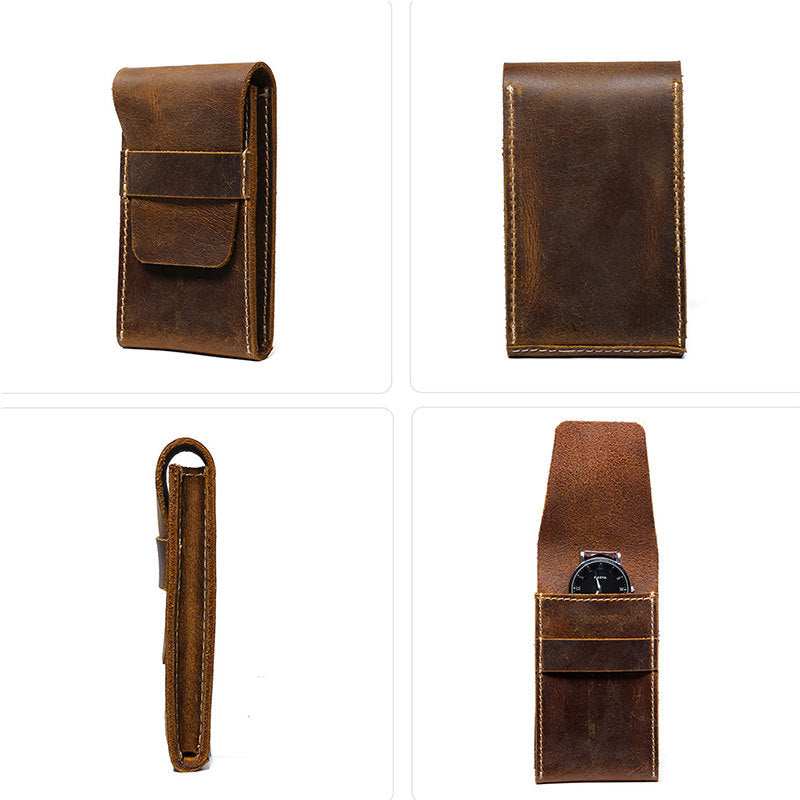 Luxury Full-Grain Leather Watch Pouch – Premium Storage Case for Watches