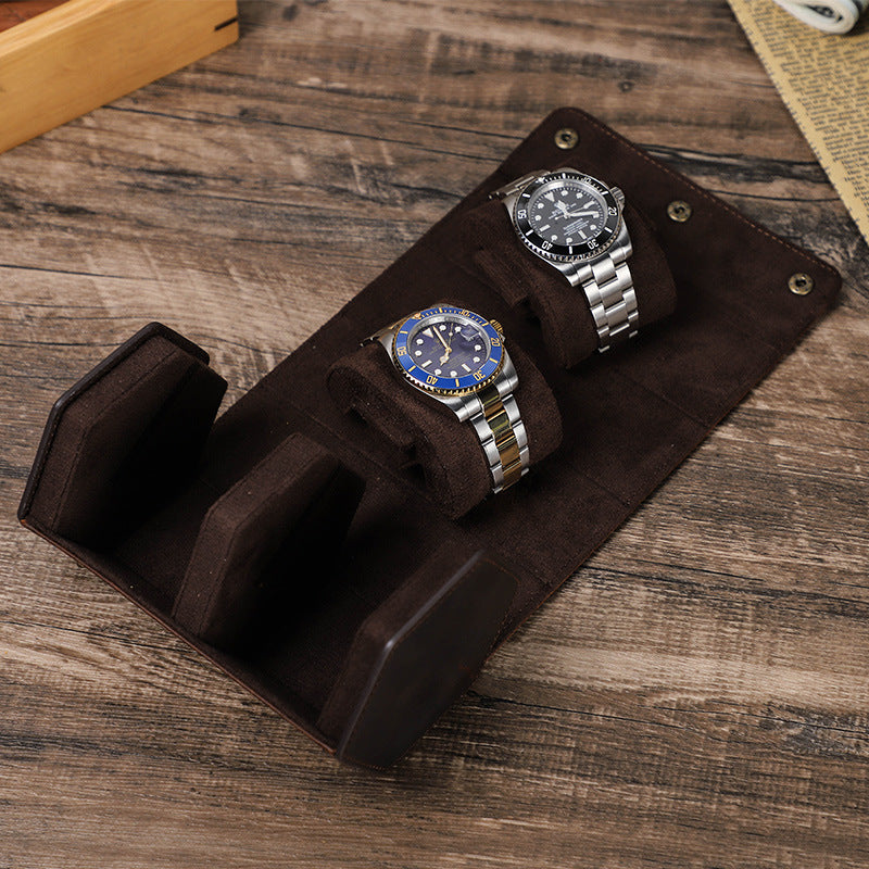 Luxury Genuine Leather Watch Case – Premium Travel & Display Organizer for 2 Watches