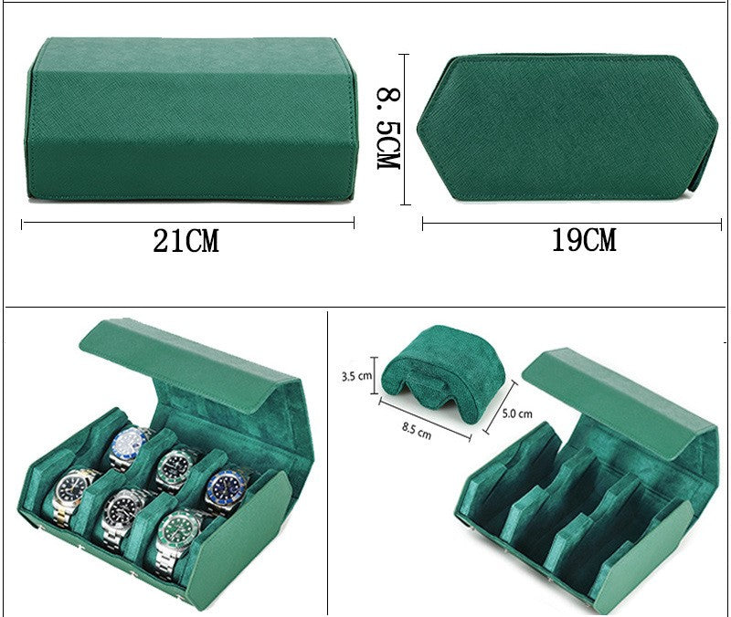 Luxury Genuine Leather Watch Case – 6 Slot Premium Travel Watch Organizer