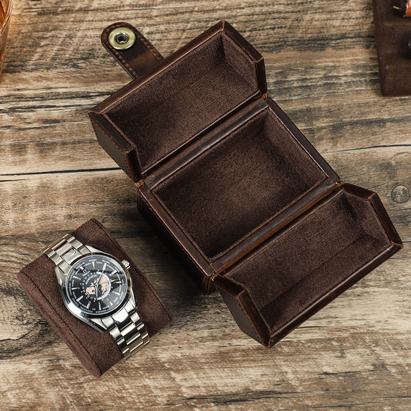 Luxury Genuine Leather Watch Storage Box – Premium Travel Organizer for Watches