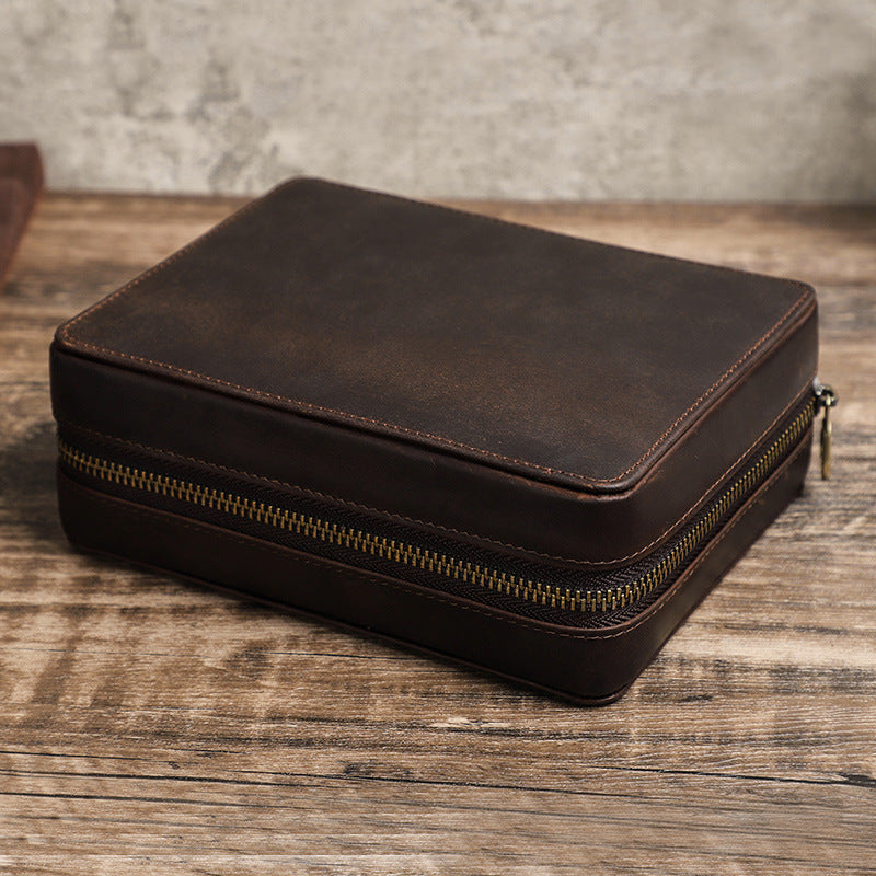 2025 New Arrival Premium Genuine Leather Watch Case – Secure & Stylish Storage Solution