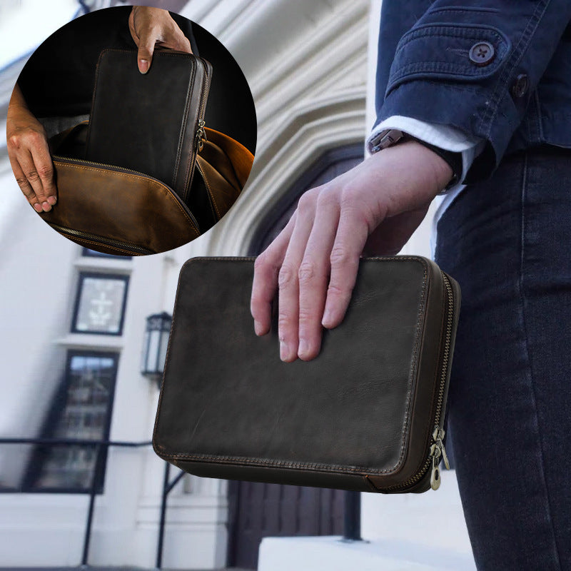 Premium Leather Watch Travel Case — Holds 8 Watches with Card Slots for Ultimate Organization