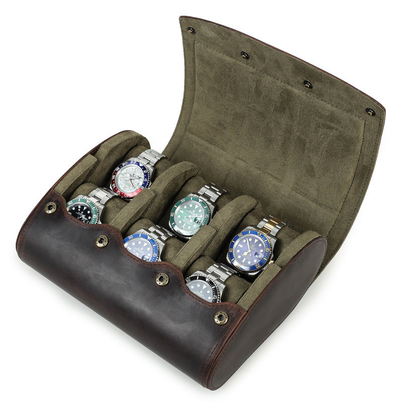 Luxury Genuine Leather Watch Storage Case for 6 Timepieces – Premium Travel & Display Organizer