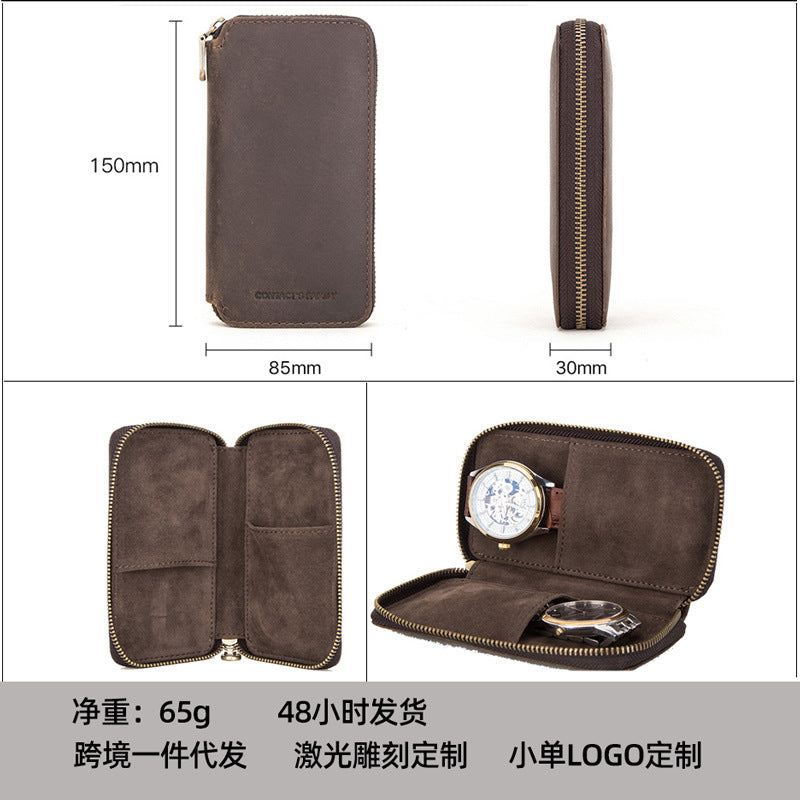 Luxury Full-Grain Leather Watch Case – Premium Travel Storage Box For Watches