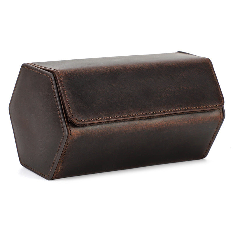 Luxury Genuine Leather Watch Case – Premium Travel & Display Organizer for 2 Watches