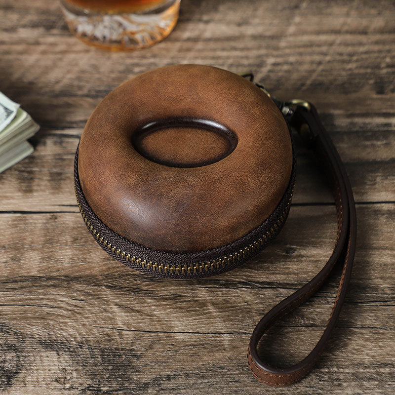 Premium Leather Travel Watch Case – Compact Round Design for Luxury Timepiece Protection