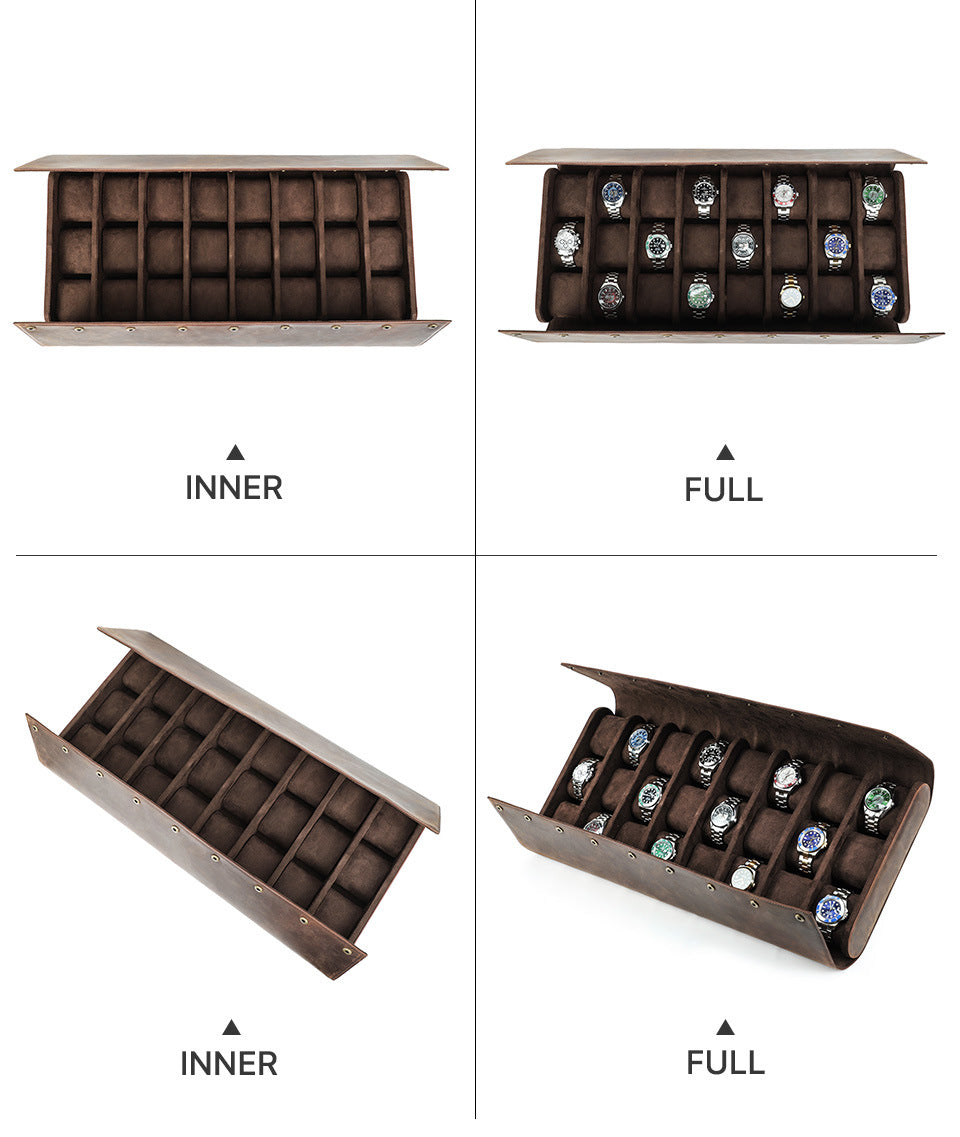 Elegant genuine  Leather Watch Storage Box – 24 Slots for Collectors Travel & Display