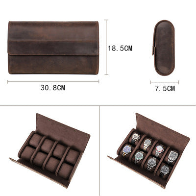 Luxury Genuine Leather Watch Case – 8 Slot Travel and Display Organizer