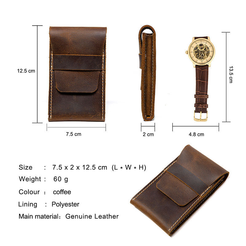 Luxury Full-Grain Leather Watch Pouch – Premium Storage Case for Watches