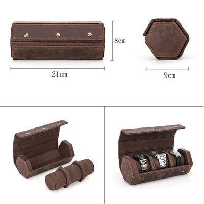 Luxury Genuine Leather Watch Roll Case – Premium Travel Storage for 3 Watches