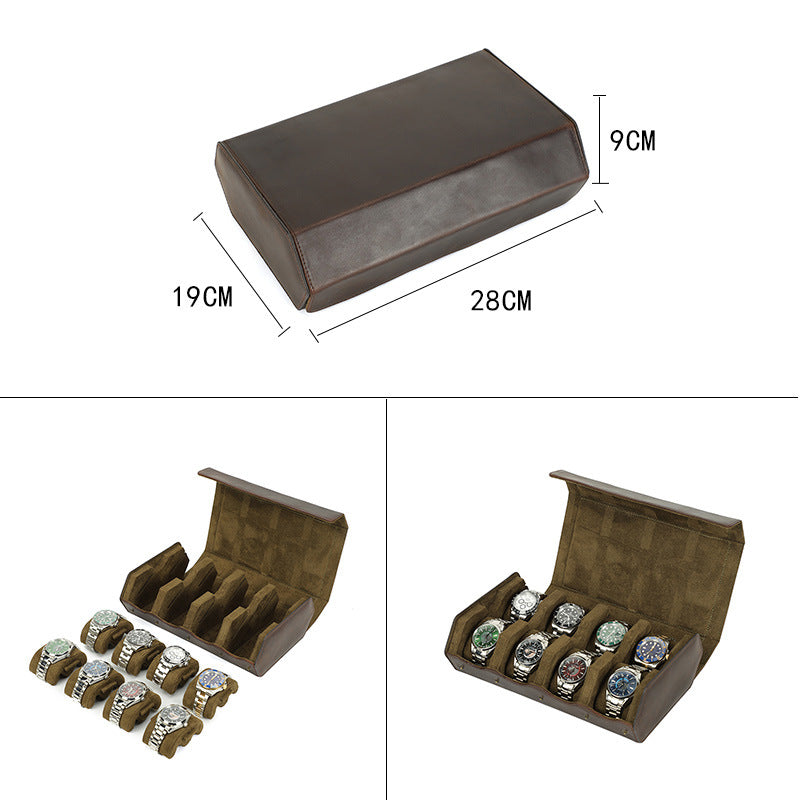 Premium Genuine Leather Watch Case – 8 Slot Luxury Watch Storage Organizer