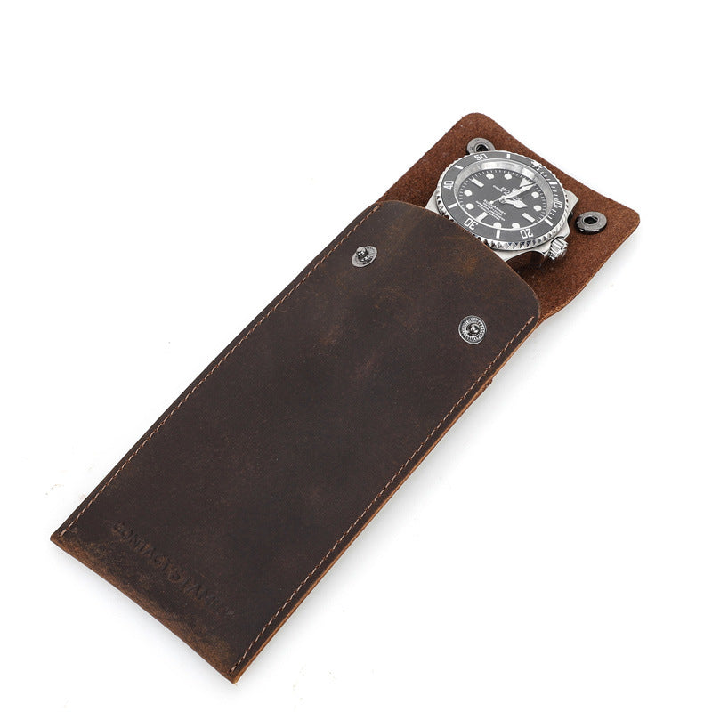 Premium Genuine Leather Watch Storage Case – Luxury Protective Pouch for Watches